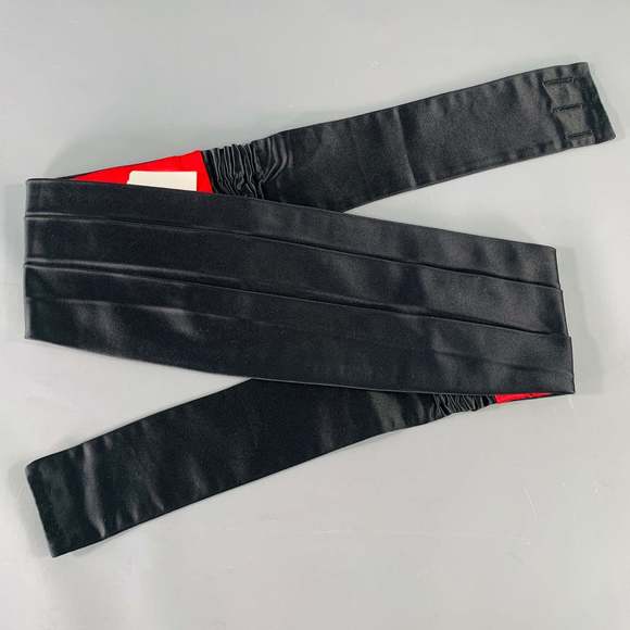 BRENDA KETT Other - BRENDA KETT Black Red Pleated Silk Cummerbund